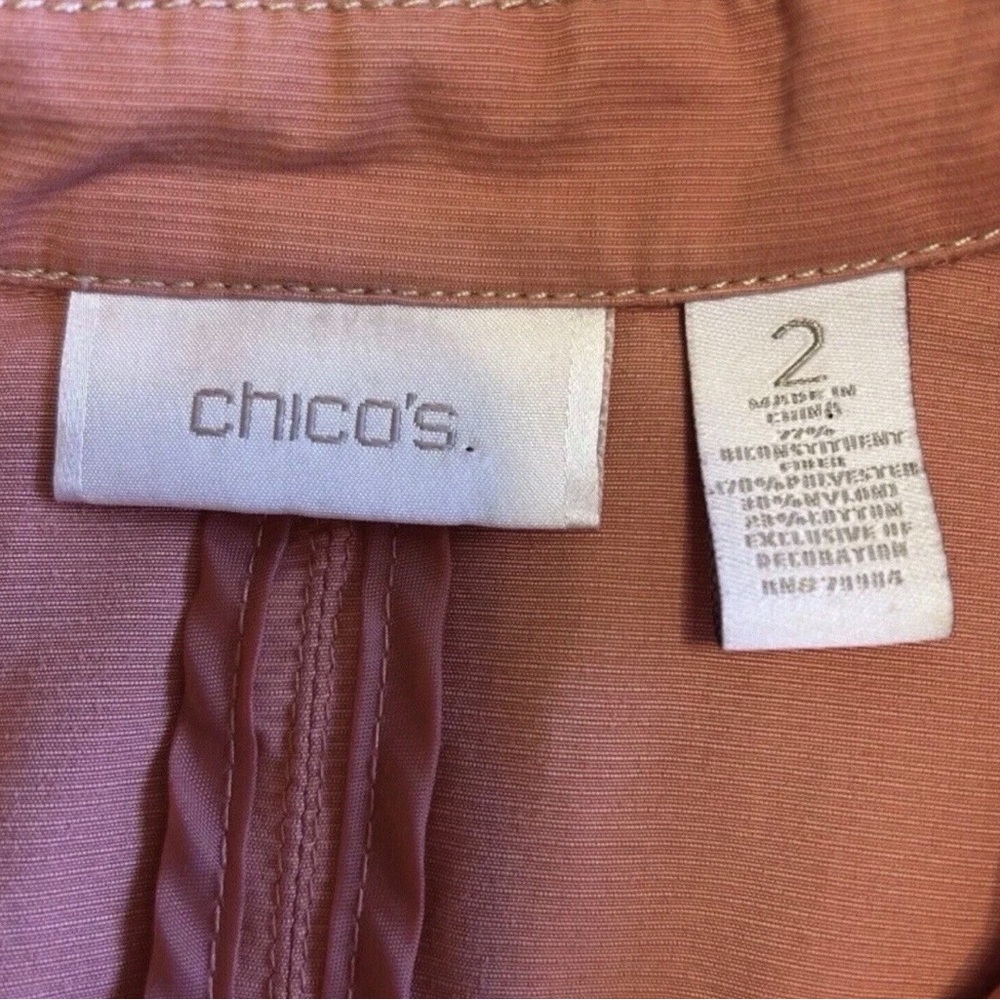 Chico's Size Large/2 Burnt Orange Utility Zip Front Jacket Cotton Blend - Picture 3 of 6